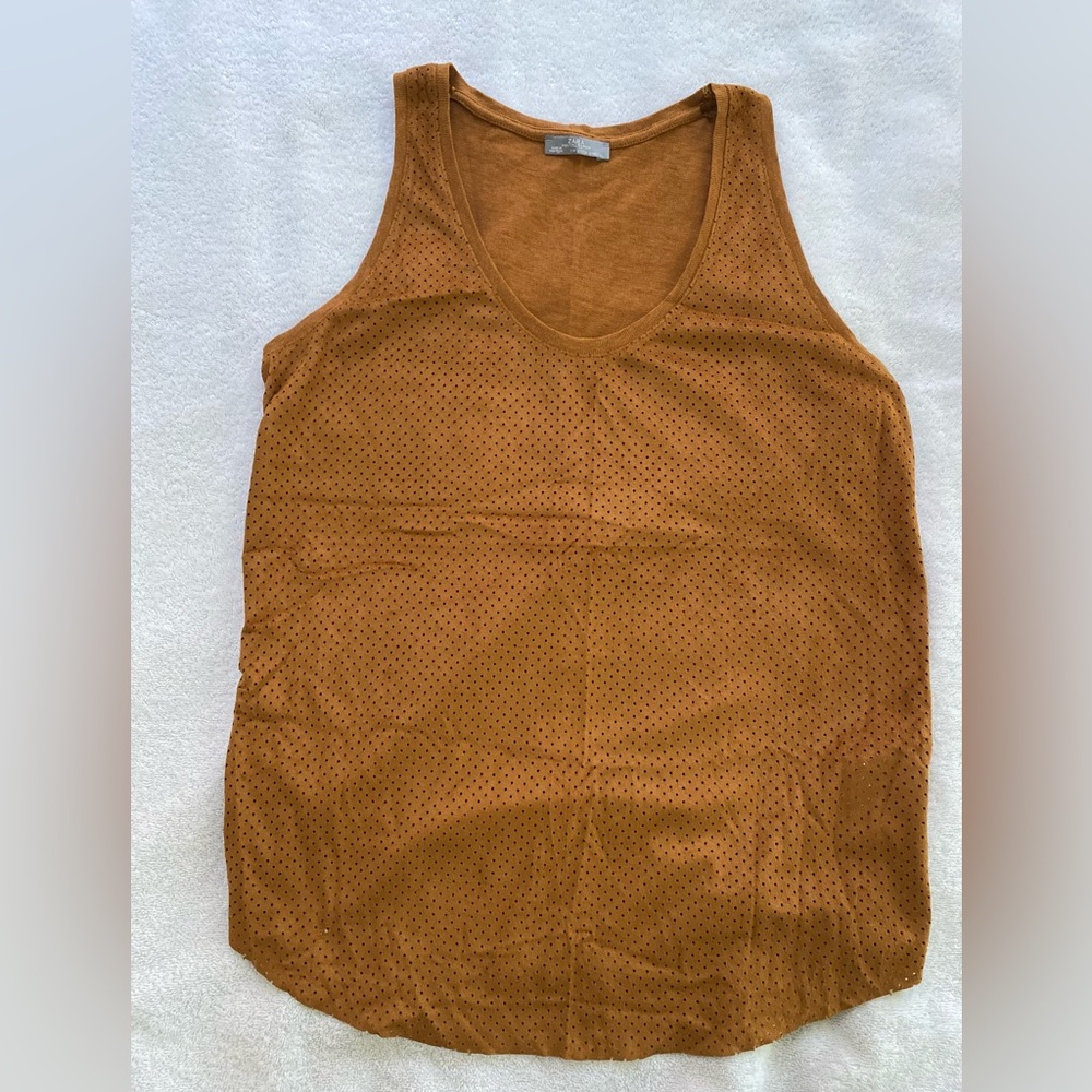 Zara Women's Brown Suede Knit Sleeveless‎ Top